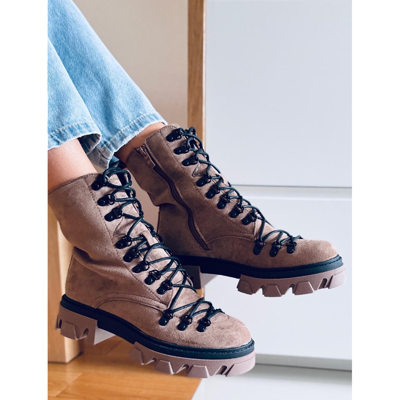 Botki sznurowane workery Conor Khaki brązowe 2