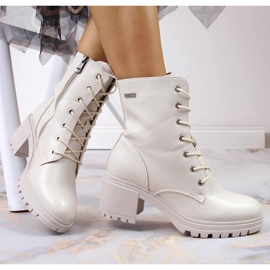 Botki na słupku ocieplane beżowe Vinceza beżowy 1