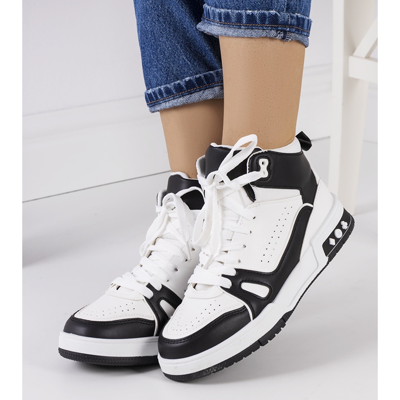Czarne sneakersy za kostkę Grandis białe 2