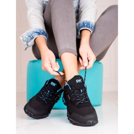 Sportowe buty trekkingowe damskie DK czarno niebieskie czarne 1