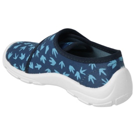 Befado kapcie dziecięce 974Y476 granatowe aplikacje niebieskie 2