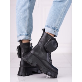 Czarne workery damskie z torebką Shelovet 1