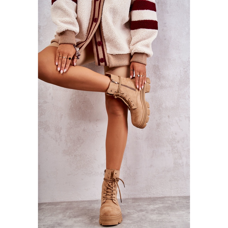 PS1 Zamszowe Botki Na Suwak Camel Marley brązowe 2