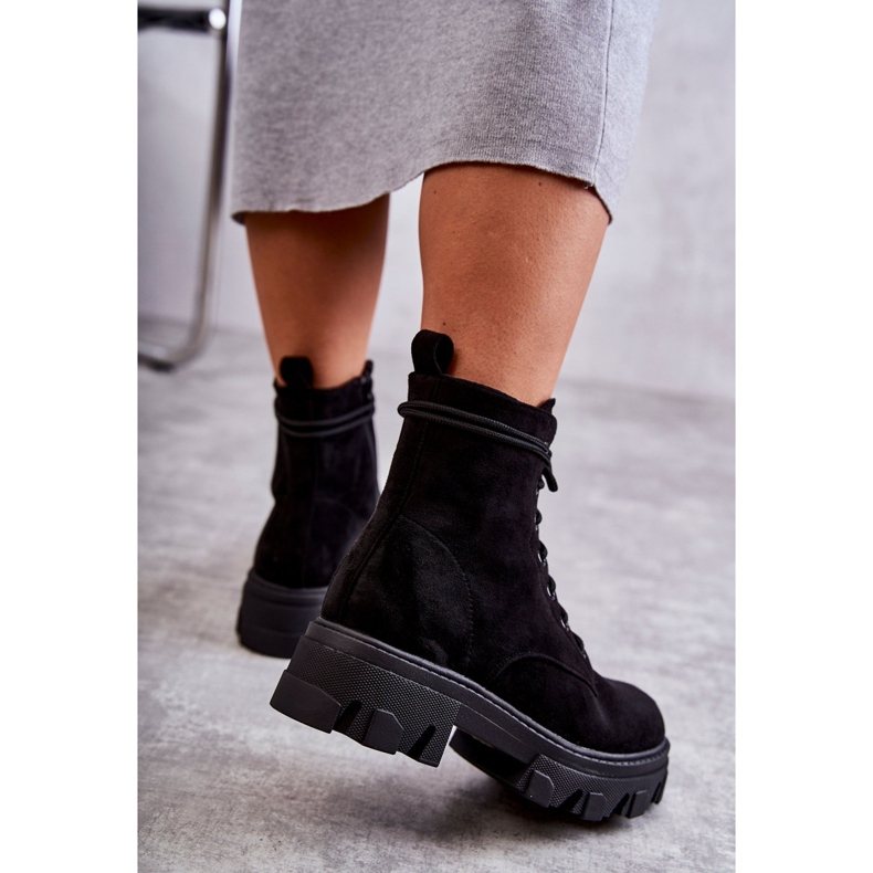 PG1 Zamszowe Ocieplane Botki Workery Czarne Darvin 2