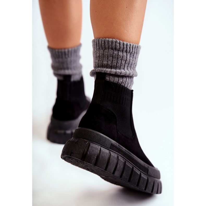 FB2 Modne Wsuwane Botki Na Platformie Czarne Jenna 2