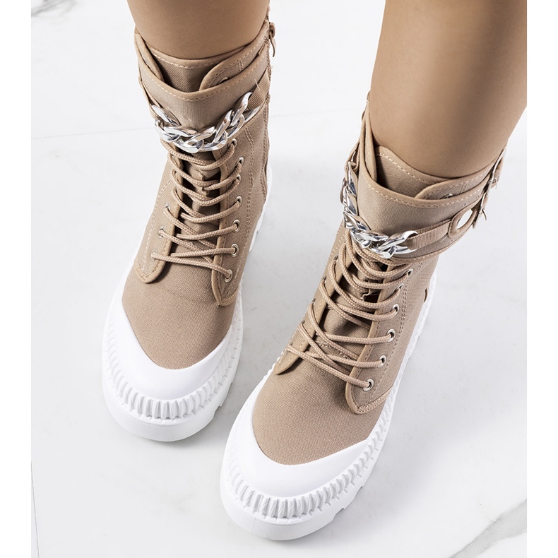 BM Brązowe trampki z łańcuchem Taus khaki zielone 1