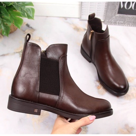 Botki damskie sztyblety ocieplane brązowe Potocki WOL95B 1