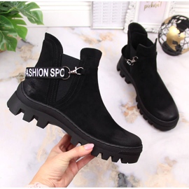 Sztyblety damskie zamszowe na platformie czarne Potocki 1