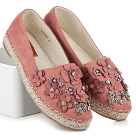 Marquiz Wsuwane półbuty ze zdobieniem różowe 1