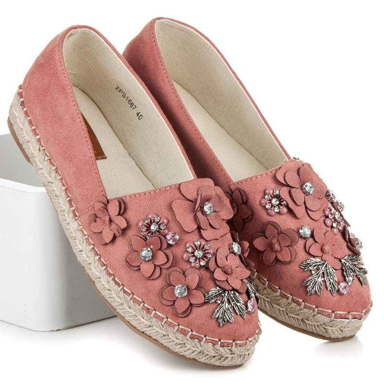 Marquiz Wsuwane półbuty ze zdobieniem różowe 1
