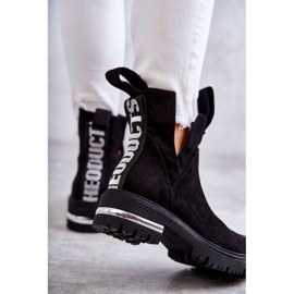 PS1 Zamszowe Botki Z Wycięciami Czarne Elvera 2