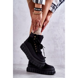 FG2 Wygodne Botki Na Platformie Czarne Sanchio 2