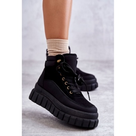 FG2 Wygodne Botki Na Platformie Czarne Sanchio 1