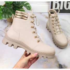 Trapery damskie workery platformy beżowe Potocki beżowy 1