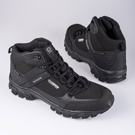 Sznurowane buty trekkingowe męskie DK z wysoką cholewką czarne 1