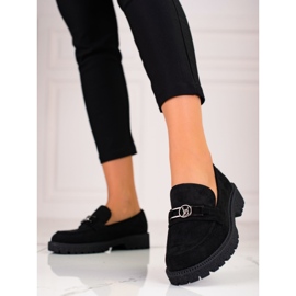 W. Potocki Zamszowe loafersy damskie Potocki czarne 1