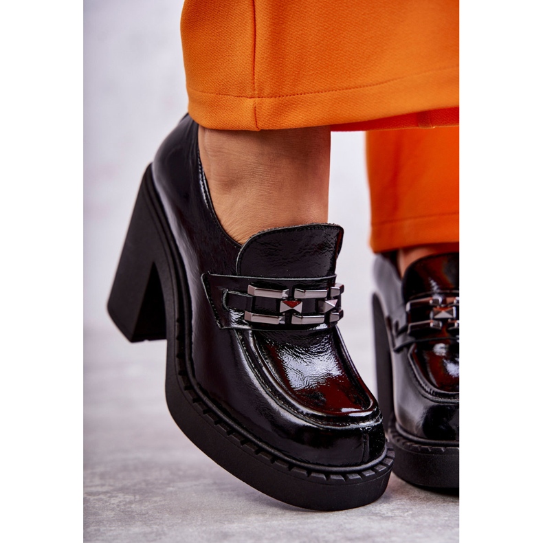 Lakierowane Półbuty Na Masywnym Słupku Czarne Jaime 2