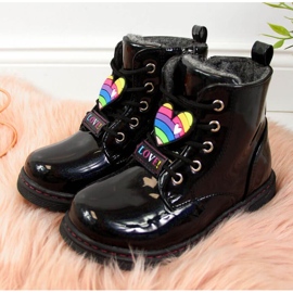 Glany dziewczęce ocieplane Jr EVE318A czarne białe 2