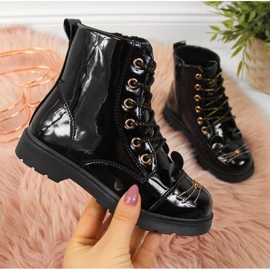 PA1 Botki ocieplane Jr EVE319A czarne białe 1