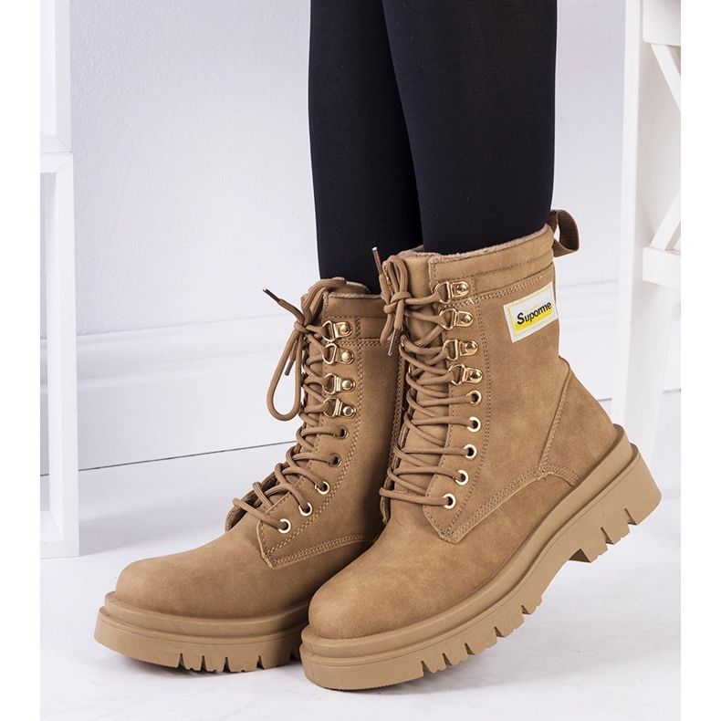 Beżowe matowe traperki Cofer beżowy 1