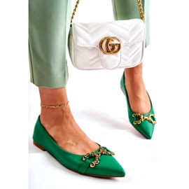 WS1 Damskie Baleriny W Szpic Z Ozdobą Zielone Carlos 1