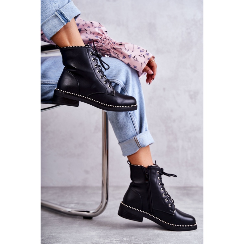 PG1 Damskie Botki Z Ćwiekami Czarne Rostill 1