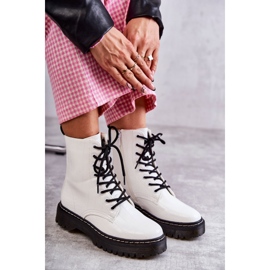 Damskie Ocieplane Botki Wężowe Białe Salma 2