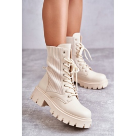 FS1 Damskie Workery Botki Ze Skarpetą Beżowe Abigail beżowy 1