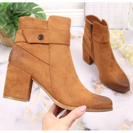 Botki damskie zamszowe ocieplane camel Laura La.Fi brązowe 1