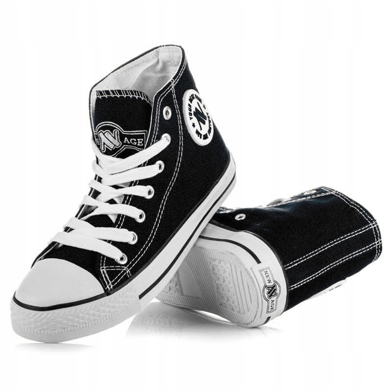New Age Wiązane Wysokie Tenisówki czarne 1