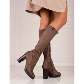 M.Daszyński Kozaki damskie Daszyński na słupku brązowe 1