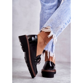 Vinceza Lakierowane Półbuty Loafery Na Platformie Czarne Reidun 2