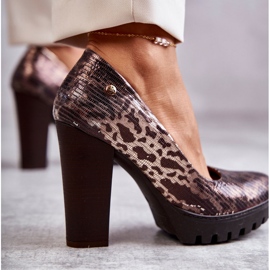 Skórzane Czółenka Na Słupku Maciejka 02629-02 Brązowe 2