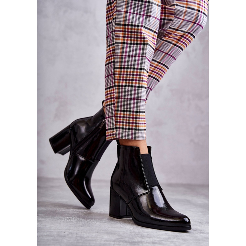 PL4 Klasyczne Lakierowane Botki La.Fi 260035B-LA Czarne 1