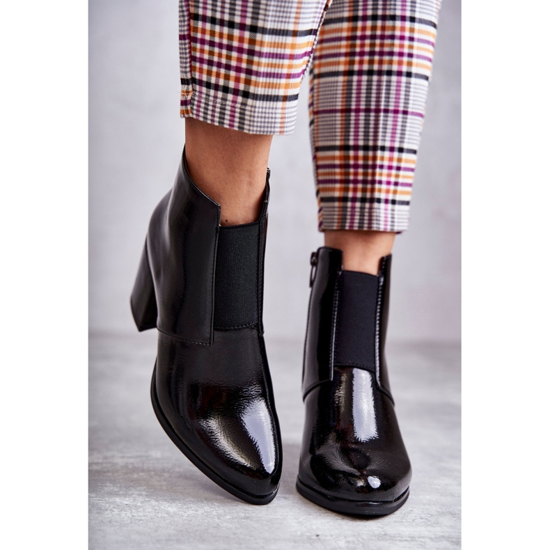 PL4 Klasyczne Lakierowane Botki La.Fi 260035B-LA Czarne 2