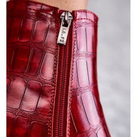 PL4 Wężowe Eko-Skóra Botki La.Fi 260038R-XC Czerwone 1