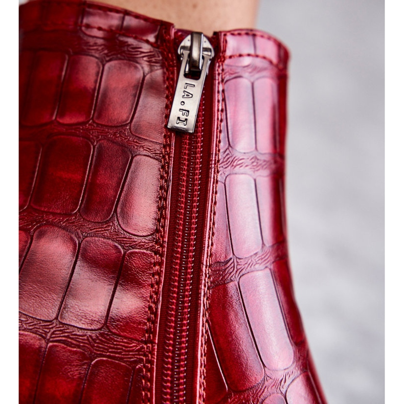 PL4 Wężowe Eko-Skóra Botki La.Fi 260038R-XC Czerwone 1