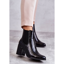 PL4 Wężowe Skórzane Botki La.Fi 260038B-XC Czarne 1