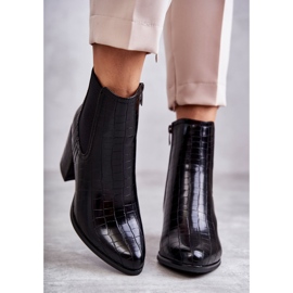 PL4 Wężowe Skórzane Botki La.Fi 260038B-XC Czarne 2