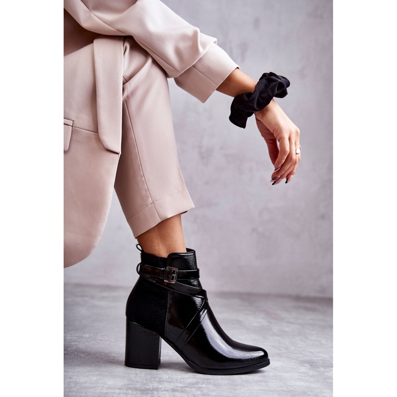 PL4 Modne Lakierowane Botki La.Fi 260037B-LA Czarne 1