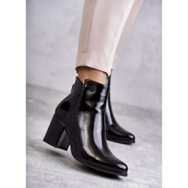 PL4 Damskie Lakierowane Botki Na Suwak La.Fi 260039B-LA Czarne 1