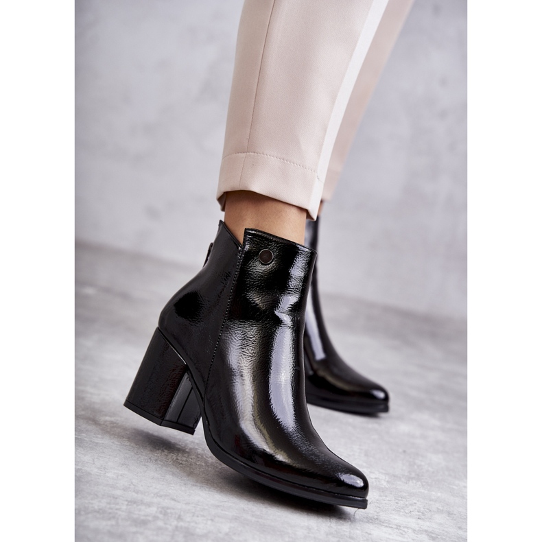 PL4 Damskie Lakierowane Botki Na Suwak La.Fi 260039B-LA Czarne 1