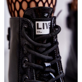 S.Barski Damskie Lakierowane Botki Workery Sznurowane Czarne Conny 2