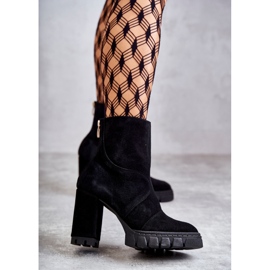 Zamszowe Botki Na Obcasie Czarne Elia 2