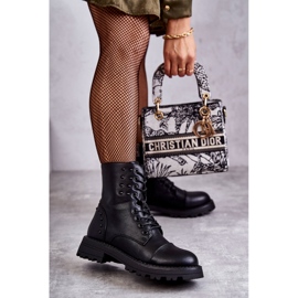 PJ1 Skórzane Botki Z Ćwiekami Czarne Palmira 1