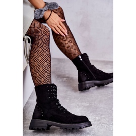 Zamszowe Botki Z Ćwiekami Czarne Palmira 1