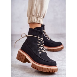 Damskie Modne Botki Ocieplane Czarne Gerda 1