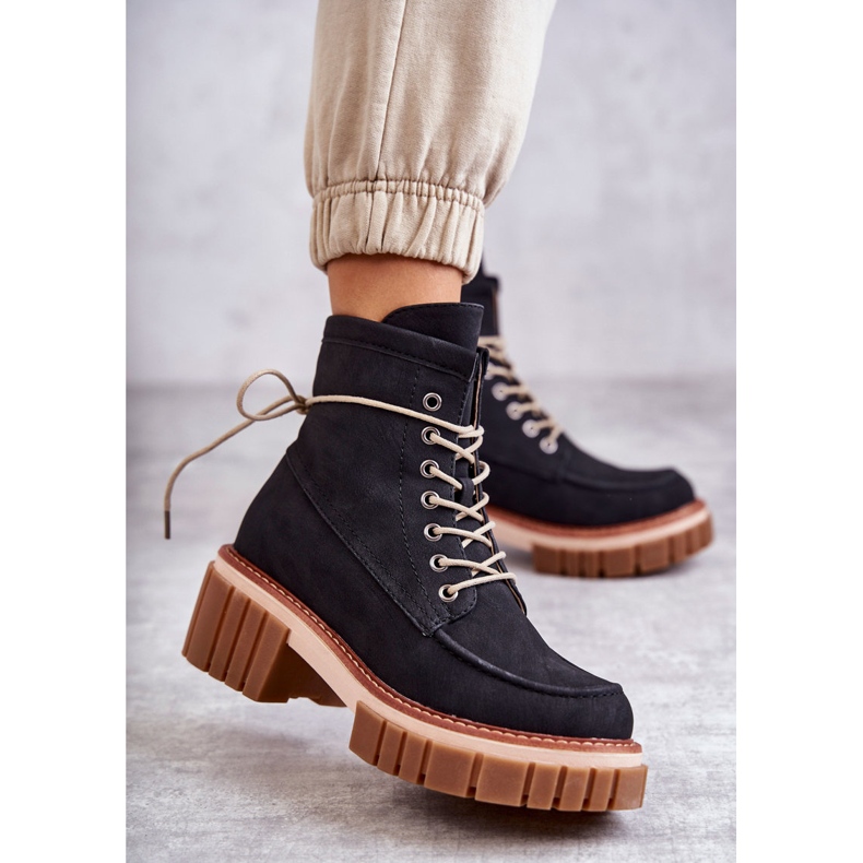 Damskie Modne Botki Ocieplane Czarne Gerda 1