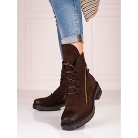 W. Potocki Broązowe zamszowe workery damskie Potocki brązowe 1