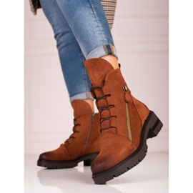 W. Potocki Zamszowe workery damskie Potocki brązowe 1